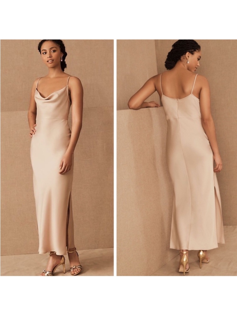 BHLDN Malynn Maxi Slip Dress Cowl Dress In Oyster NWT